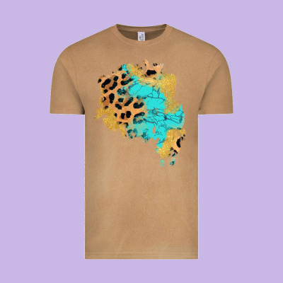 Glitter Leopard Turquoise Patch Vintage Tee Designed By Adodesignshop