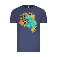 Vintage Denim glitter leopard turquoise patch Vintage Tee - AdoDesignShop
