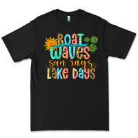 Black boat waves sun rays lake days Premium Tee - Zillion Design Studio