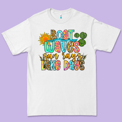 Boat Waves Sun Rays Lake Days Premium Tee Designed By Zillion Design Studio