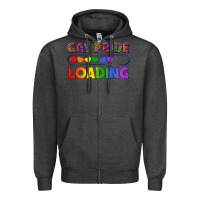 Charcoal Heather Western Gay Pride Loading LGBTQ+ Zipper Hoodie - BundleAndBundleShop