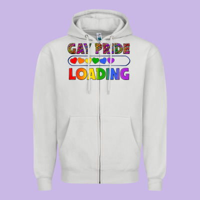 Western Gay Pride Loading Lgbtq+ Zipper Hoodie Designed By Bundleandbundleshop