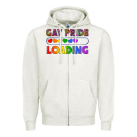 Oatmeal Heather Western Gay Pride Loading LGBTQ+ Zipper Hoodie - BundleAndBundleShop