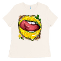 Lemon Lips With Leopard Ladies Tee | Teevron