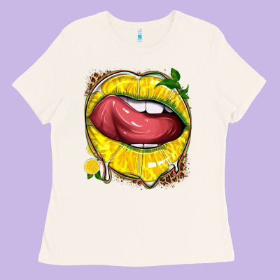 Lemon Lips With Leopard Ladies Tee Designed By Texasbilliewilder