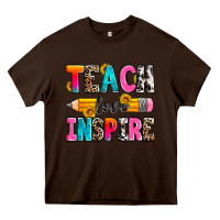 Chocolate Brown teach love inspire Heavy Core Tee - Zillion Design Studio