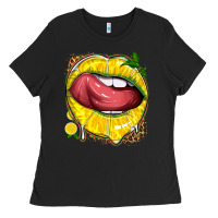 Black lemon lips with leopard Ladies Tee - texasbilliewilder