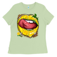 Matcha lemon lips with leopard Ladies Tee - texasbilliewilder