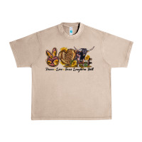 French Oak Peace Love Texas Longhorn Bull Urban Heavy Tee - LillyAllenDesigns