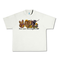 Pistachio Peace Love Texas Longhorn Bull Urban Heavy Tee - LillyAllenDesigns