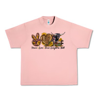 Salmon Peace Love Texas Longhorn Bull Urban Heavy Tee - LillyAllenDesigns