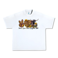 White Peace Love Texas Longhorn Bull Urban Heavy Tee - LillyAllenDesigns