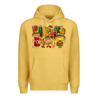 Antique Gold Fiesta with taco, nacho, souce Premium Hoodie - NancyCooperArtShop