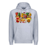 Heather Grey Fiesta with taco, nacho, souce Premium Hoodie - NancyCooperArtShop