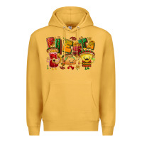 Mustard Fiesta with taco, nacho, souce Premium Hoodie - NancyCooperArtShop