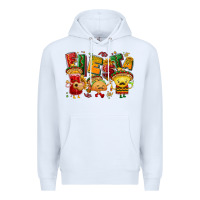 White Fiesta with taco, nacho, souce Premium Hoodie - NancyCooperArtShop
