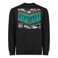 Black western cowhide leopard turquoise fringed Heavyweight Sweatshirt - BarkalooDesign
