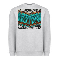Western Cowhide Leopard Turquoise Fringed Heavyweight Sweatshirt | Teevron