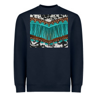 Navy western cowhide leopard turquoise fringed Heavyweight Sweatshirt - BarkalooDesign