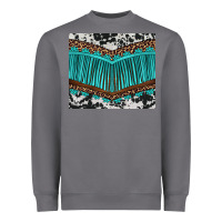 Storm western cowhide leopard turquoise fringed Heavyweight Sweatshirt - BarkalooDesign