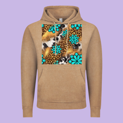 Western Turquoise Gemstone Seamless Pattern Vintage Hoodie Designed By Bundleandbundleshop