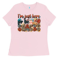 Bubblegum Pink i'm just here for the snacks american football Ladies Tee - Zillion Design Studio