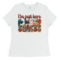 White i'm just here for the snacks american football Ladies Tee - Zillion Design Studio