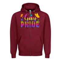 Burgundy Gay Pride With Butterfly Zipper Hoodie - BundleAndBundleShop