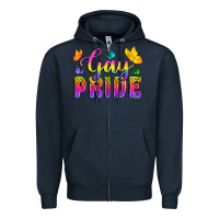 Navy Gay Pride With Butterfly Zipper Hoodie - BundleAndBundleShop