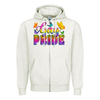 Oatmeal Heather Gay Pride With Butterfly Zipper Hoodie - BundleAndBundleShop