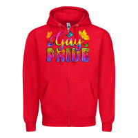 Red Gay Pride With Butterfly Zipper Hoodie - BundleAndBundleShop