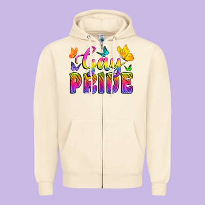 Gay Pride With Butterfly Zipper Hoodie Designed By Bundleandbundleshop