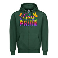 Sports Green Gay Pride With Butterfly Zipper Hoodie - BundleAndBundleShop