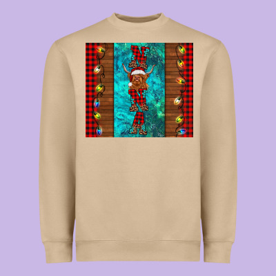 Nana Highland Cow Christmas Heavyweight Sweatshirt Designed By Barkaloodesign
