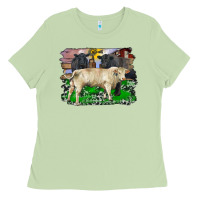 Matcha charolais bull black angus cattle and bull with barnyard and cowhide Ladies Tee - RanaPortraitStore