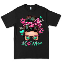 Black cat mom messy bun Premium Tee - Zillion Design Studio