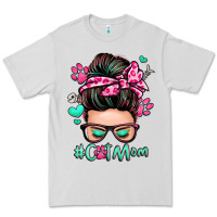Dove Grey cat mom messy bun Premium Tee - Zillion Design Studio