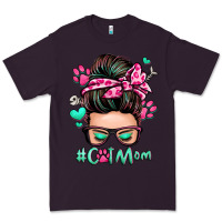 Plum cat mom messy bun Premium Tee - Zillion Design Studio