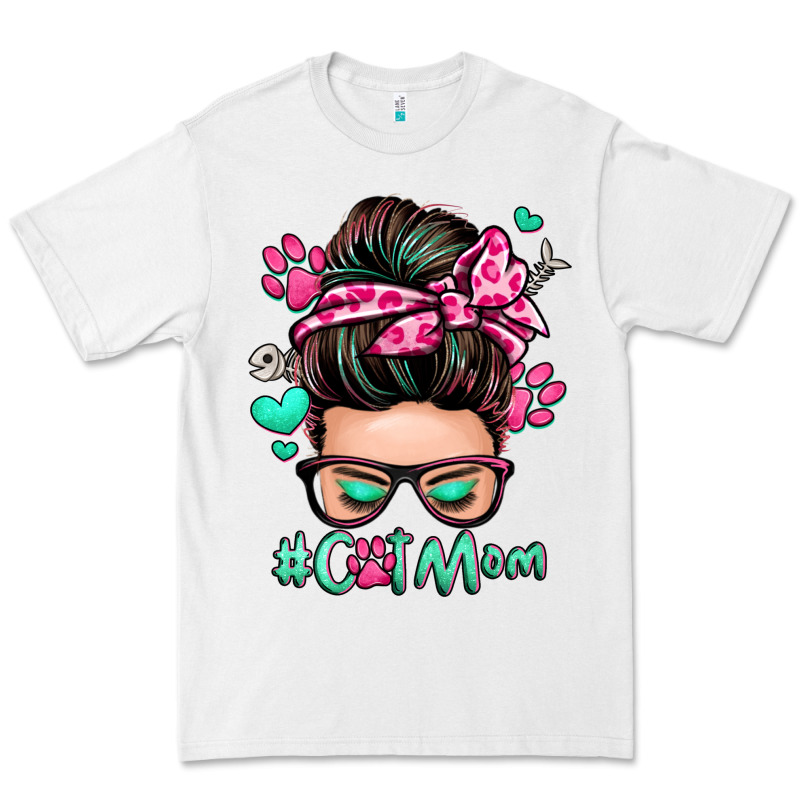 Cat Mom Messy Bun Premium Tee by Zillion Design Studio | Teevron