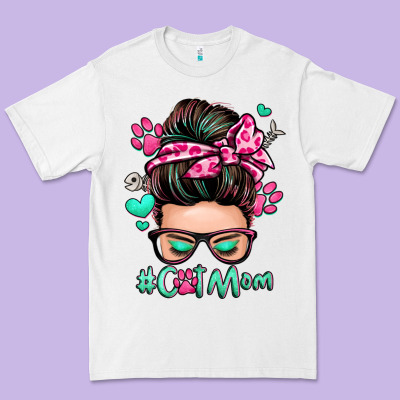 Cat Mom Messy Bun Premium Tee Designed By Zillion Design Studio