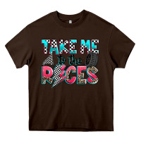 Chocolate Brown take me to the races Heavy Core Tee - Zillion Design Studio