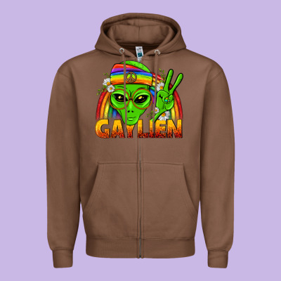 Gaylien Lgbtq Pride Zipper Hoodie Designed By Bundleandbundleshop