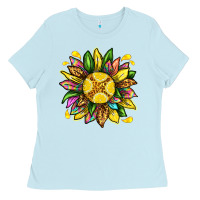 Baby Blue lemon sunflower Ladies Tee - texasbilliewilder