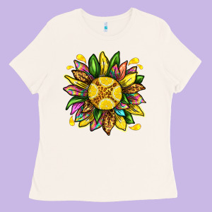 Lemon Sunflower Ladies Tee Designed By Texasbilliewilder