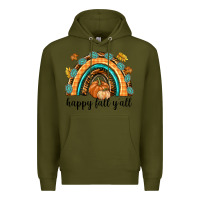 Army Green Happy Fall Y'all Premium Hoodie - texasbilliewilder