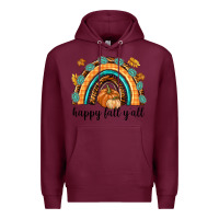 Burgundy Happy Fall Y'all Premium Hoodie - texasbilliewilder