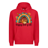 Red Happy Fall Y'all Premium Hoodie - texasbilliewilder