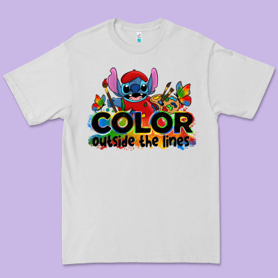 Color Outside The Lines Autism Stitch Premium Tee Designed By Zillion Design Studio
