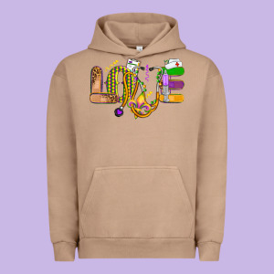 Love Nurse Mardi Gras Urban Hoodie Designed By Oliviacreatesart