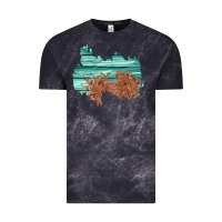 Cloud Black wood leather patch Vintage Tee - AdoDesignShop